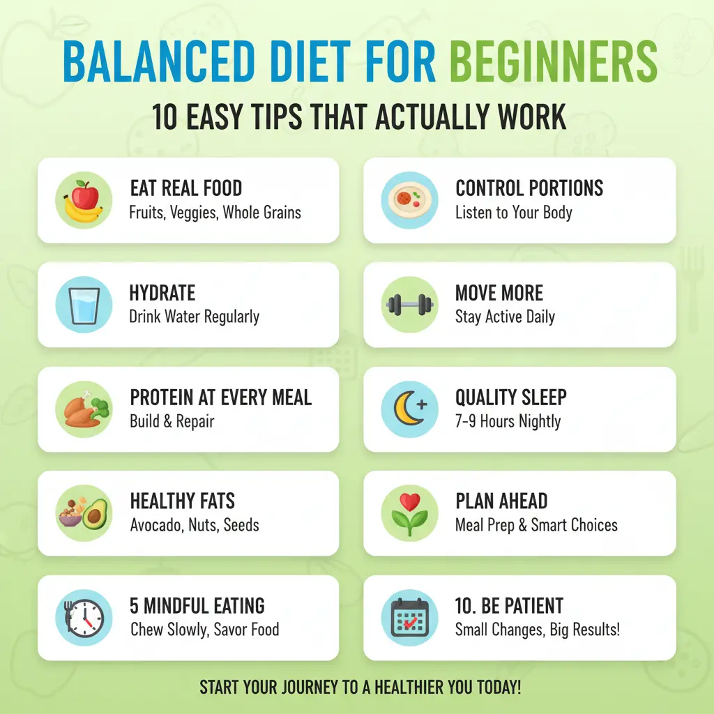 Balanced Diet for Beginners healthy food plate