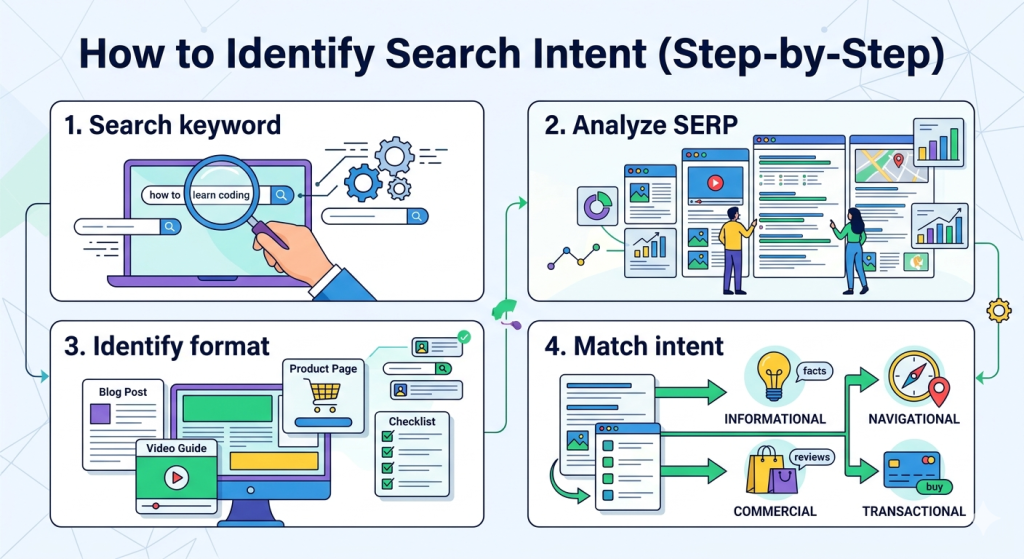 how to identify search intent in seo step by step