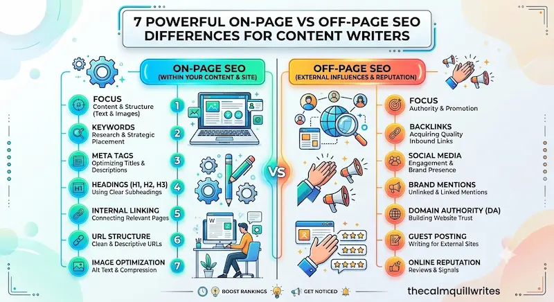 On-Page vs Off-Page SEO for Content Writers (Complete Beginner Guide)
