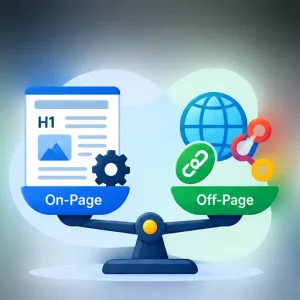 On-page vs off-page SEO icon